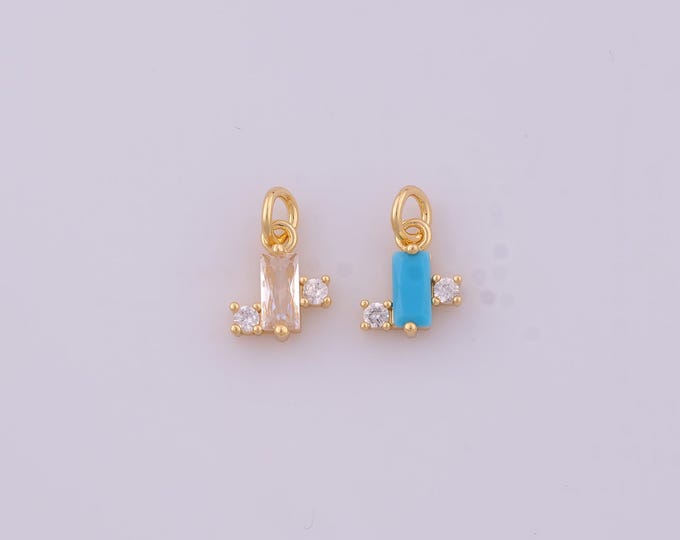 1 pcs Gold CZ Stick Pendant,18K Gold Filled Stick Charm,Stick Charms DIY Bracelet Necklace Jewelry Making Findings Supply