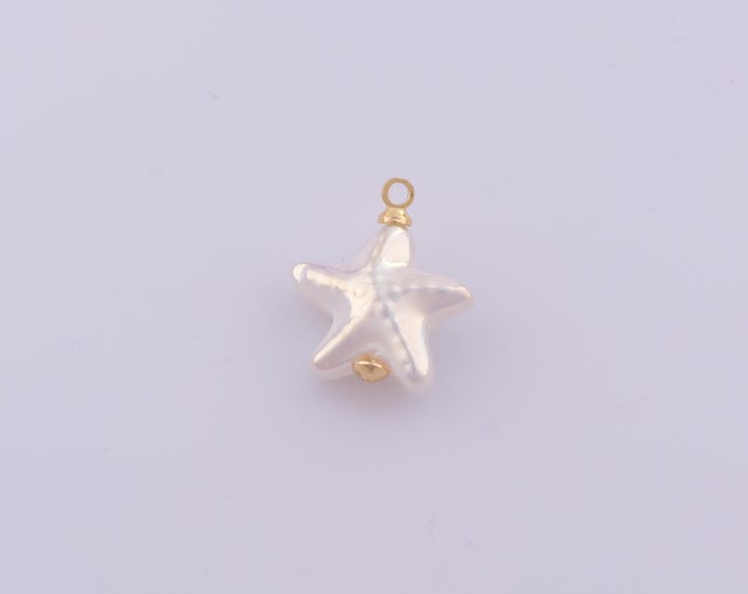 1 pcs Gold Fritillaria Starfish Pendant,18K Gold Filled Starfish Charm,Starfish Charms DIY Bracelet Necklace Jewelry Making Findings Supply