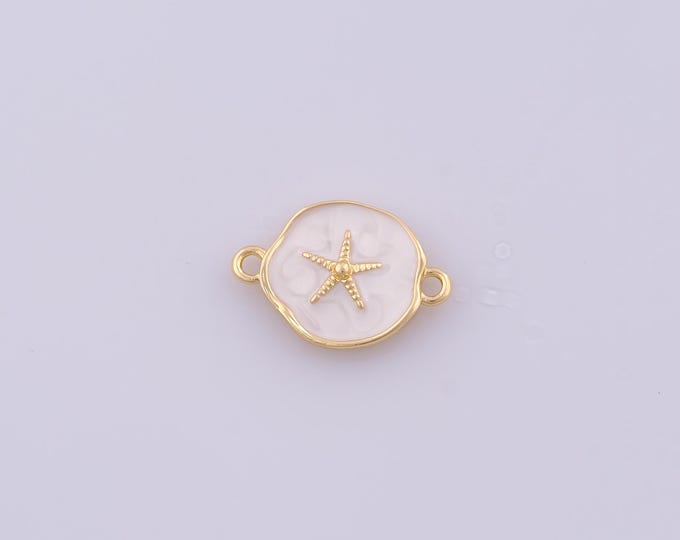 1 pcs Gold Enamel Starfish Connector,18K Gold Filled Starfish Connector,DIY Bracelet Necklace Jewelry Making Findings Supply