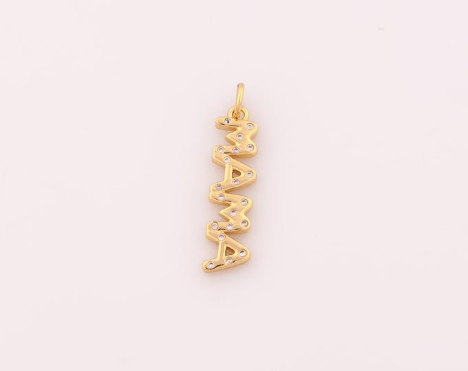 1 pcs Gold CZ MAMA Pendant,18K Gold Filled Letter Charm,Mama Charms DIY Bracelet Necklace Jewelry Making Findings Supply