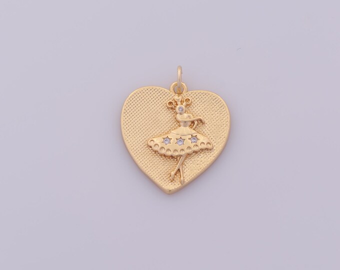 1 pcs Gold CZ Heart Pendant,18K Gold Filled Ballet Charm,Star Charms DIY Bracelet Necklace Jewelry Making Findings Supply