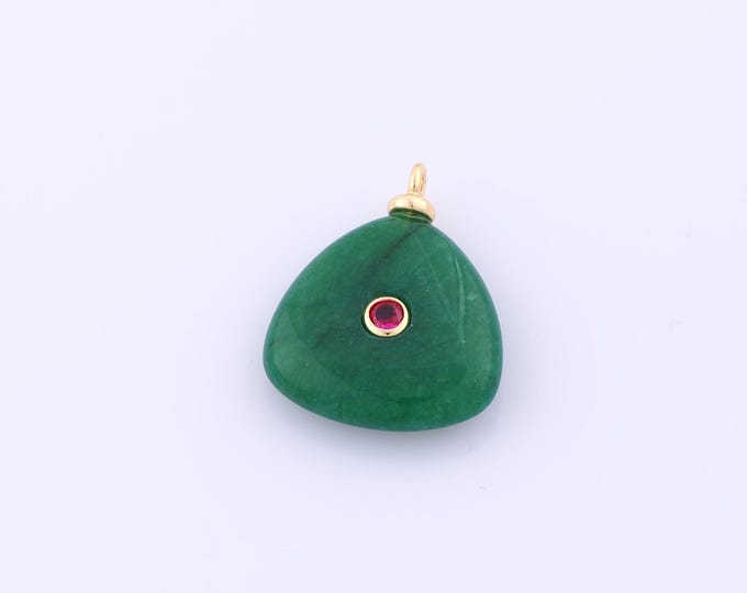 1 pcs Gold Energy Stone Pendant,18K Gold Filled Natural Stone Charm,Malay Jade Charms DIY Bracelet Necklace Jewelry Making Findings Supply