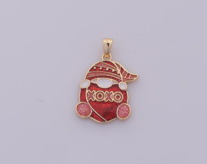 1 pcs Gold Enamel Santa Claus Pendant,18K Gold Filled Christmas Charm,XOXO Charms DIY Bracelet Necklace Jewelry Making Findings Supply