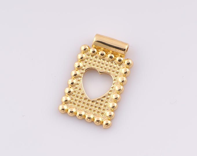 1 pcs Gold Bohemian Pendant,18K Gold Filled Minimalist Charm,Heart Charms,DIY Bracelet Necklace Jewelry Making Findings Supply