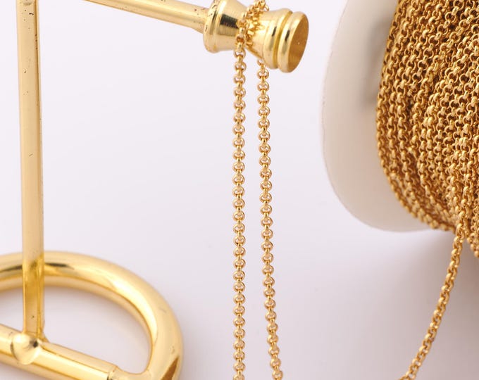 1 Meter Gold Rolo Chain, 18K Gold Filled Semi Finished Chain, Specialty Chains, DIY Jewelry Making Supplies