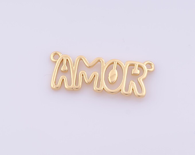 1 pcs Gold AMOR Pendant,18K Gold Filled Letter Charm,AMOR Charms DIY Bracelet Necklace Jewelry Making Findings Supply