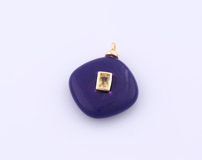 1 pcs Gold Energy Stone Pendant,18K Gold Filled Natural Stone Charm,Stone Charms DIY Bracelet Necklace Jewelry Making Findings Supply