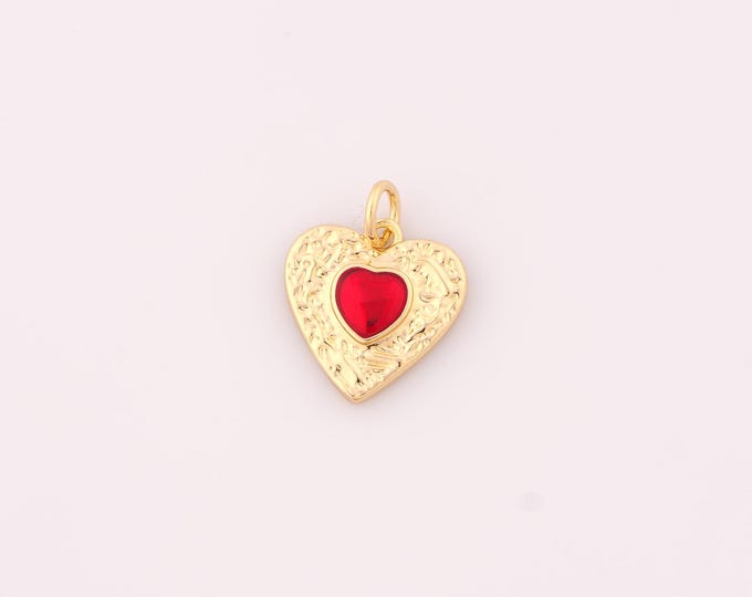 1 pcs Gold Enamel Heart Pendant,18K Gold Filled Heart Charm,Heart Charms DIY Bracelet Necklace Jewelry Making Findings Supply