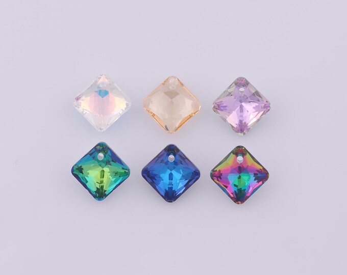 1 pcs Princess Cut Crystal Pendant,Crystal AB Charms,Austrian Crystal,Made in Austria DIY Bracelet Necklace Jewelry Making Findings Supply