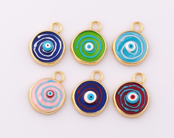 1 pcs Gold Evil Eye Pendant,18K Gold Filled Devil Eye Charm,Enamel Eye Charm DIY Bracelet Necklace Jewelry Making Findings Supply