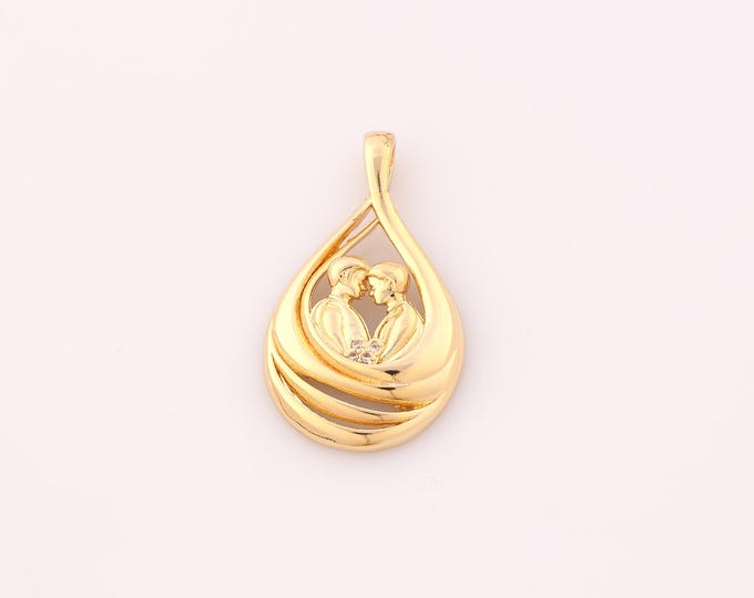 1 pcs Gold CZ Water Drop Pendant,18K Gold Filled Tear Drop Charm,Couple Charms DIY Bracelet Necklace Jewelry Making Findings Supply