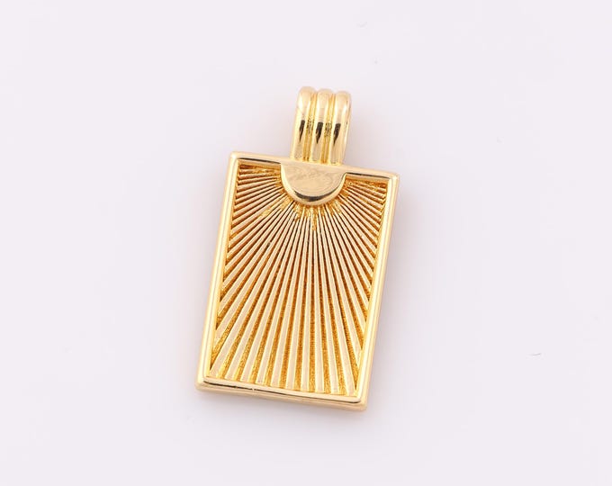 1 pcs Gold Sunlight Pendant,18K Gold Filled Sun Charm,Square Charm DIY Bracelet Necklace Jewelry Making Findings Supply