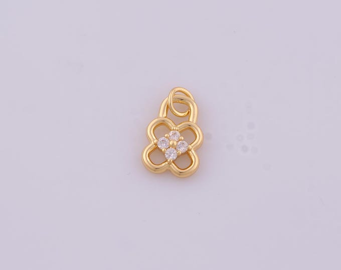 1 pcs Gold CZ Flower Lock Pendant,18K Gold Filled Lock Charm,Flower Charms DIY Bracelet Necklace Jewelry Making Findings Supply