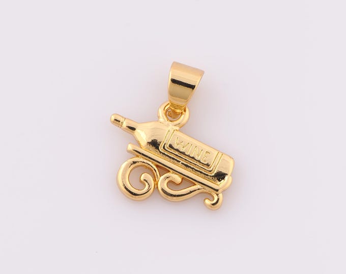 1 pcs Gold Wine Pendant,18K Gold Filled Wine Charm,Wine Charm DIY Bracelet Necklace Jewelry Making Findings Supply