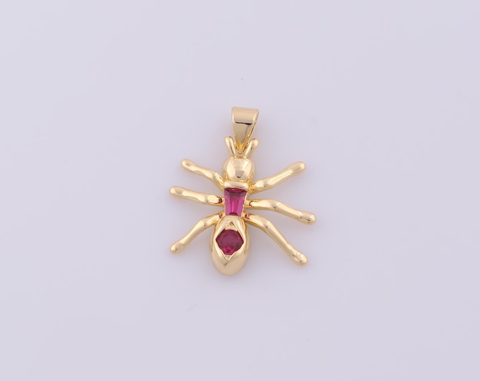 1 pcs Gold CZ Spider Pendant,18K Gold Filled Spider Charm,Spider Charms DIY Bracelet Necklace Jewelry Making Findings Supply