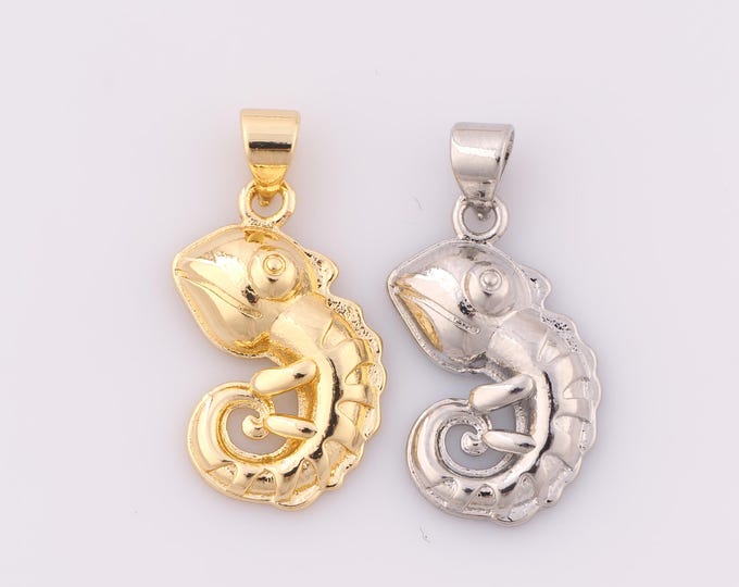 1 pcs Gold Lizard Pendant,18K Gold Filled Lizard Charm,Lizard Charm DIY Bracelet Necklace Jewelry Making Findings Supply