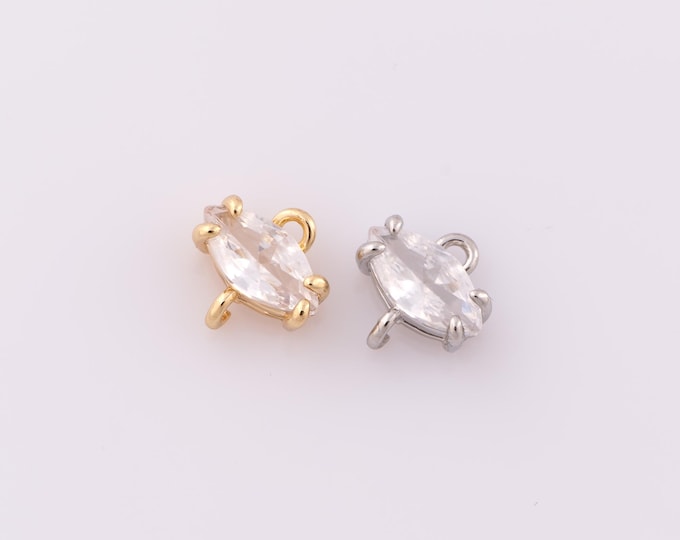 1 pcs Gold CZ Oval Connector,18K Gold Filled Oval Connector,Oval Connector DIY Bracelet Necklace Jewelry Making Findings Supply
