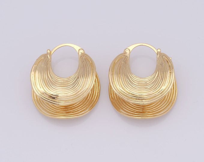 1 pair Gold Hoop Earrings,18K Gold Filled Huggie Hoop Earrings,Hoop Earrings,Hypoallergenic Huggie Hoop,Gift for Her