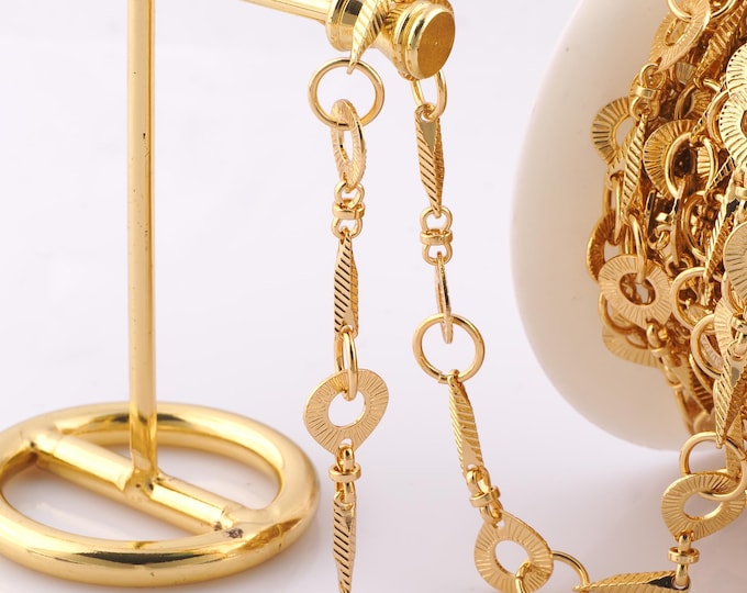 1 Meter Gold Round Chain, 18K Gold Filled Semi Finished Chain, Specialty Chains, DIY Jewelry Making Supplies