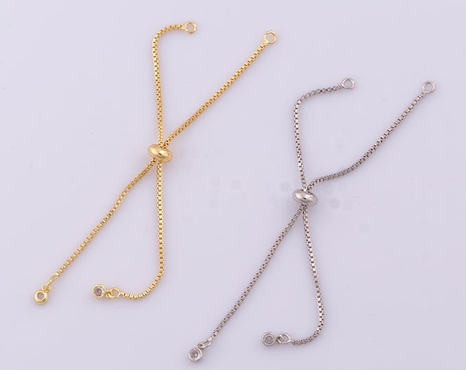 1 Str Gold Extendable Chain, 18K Gold Filled Slider Bracelet, Adjustable Chains, DIY Jewelry Making Supplies