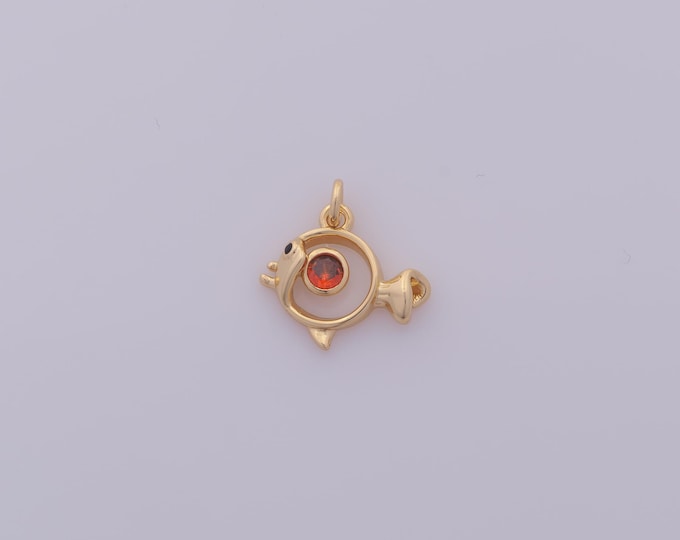 1 pcs Gold CZ Goldfish Pendant,18K Gold Filled Marine Life Charm,Goldfish Charms DIY Bracelet Necklace Jewelry Making Findings Supply