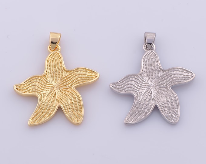 1 pcs Gold Starfish Pendant,18K Gold Filled Starfish Charm,Starfish Charms DIY Bracelet Necklace Jewelry Making Findings Supply
