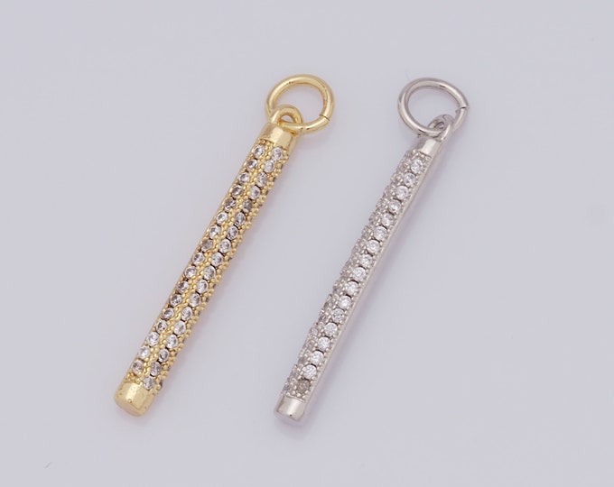 1 pcs Gold CZ Bar Pendant,18K Gold Filled Bar Charm,Bar Charm DIY Bracelet Necklace Jewelry Making Findings Supply