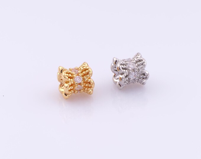 1 pcs 18K Gold Filled Flower Spacer Beads,Tube Beads,CZ Flower Beads for DIY Jewelry Making Findings Supply