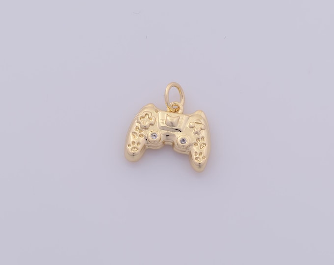 1 pcs Gold CZ Gamepad Pendant,18K Gold Filled Gamepad Charm,Gamepad Charms DIY Bracelet Necklace Jewelry Making Findings Supply