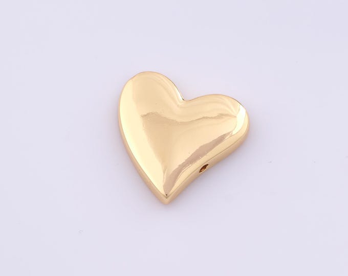 1 pcs Gold Heart Spacer Beads,18K Gold Filled Love Beads,Heart Beads for DIY Jewelry Making Findings Supply