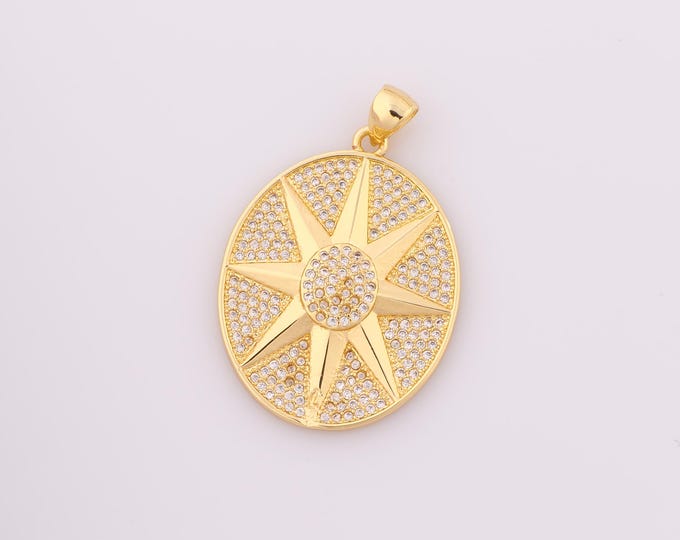1 pcs Gold CZ Polaris Pendant,18K Gold Filled North Star Charm,Polaris Charm DIY Bracelet Necklace Jewelry Making Findings Supply