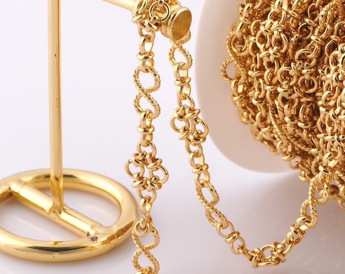 1 Meter Gold Figure 8 Chain, 18K Gold Filled Semi Finished Chain, Specialty Chains, DIY Jewelry Making Supplies
