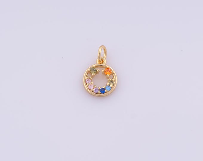 1 pcs Gold CZ Round Pendant,18K Gold Filled Round Charm,Round Charms DIY Bracelet Necklace Jewelry Making Findings Supply
