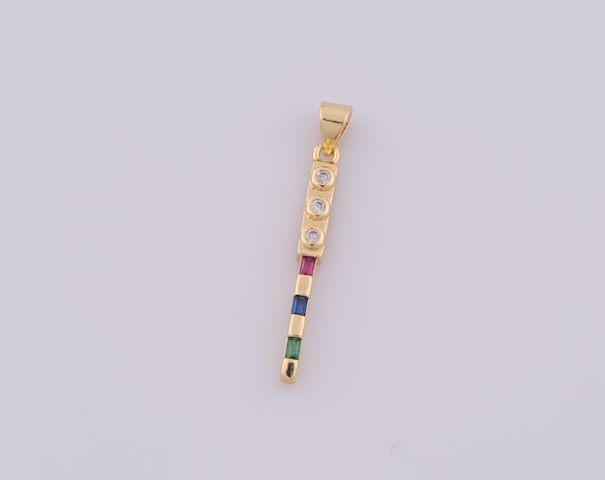 1 pcs Gold CZ Traffic Light Pendant,18K Gold Filled Bar Charm,Traffic Light Charms DIY Bracelet Necklace Jewelry Making Findings Supply