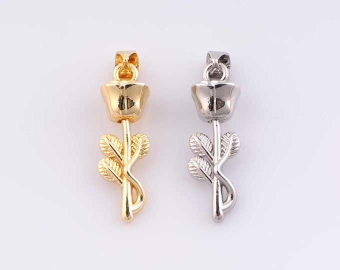 1 pcs Gold Flower Pendant,18K Gold Filled Plant Charm,Flower Charms,DIY Bracelet Necklace Jewelry Making Findings Supply