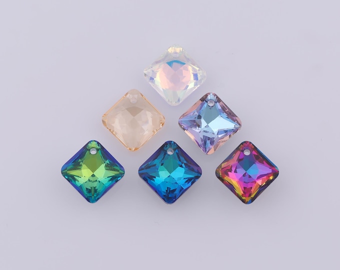 1 pcs Princess Cut Crystal Pendant,Crystal AB Charms,Austrian Crystal,Made in Austria DIY Bracelet Necklace Jewelry Making Findings Supply