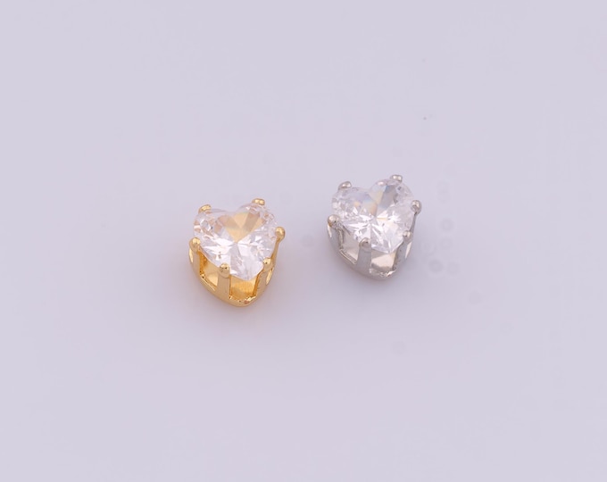 1 pcs 18K Gold Filled CZ Heart Spacer Beads,Love Beads,Heart Beads for DIY Jewelry Making Findings Supply