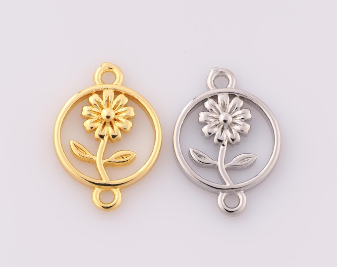 1 pcs Gold Flower Connector,18K Gold Filled Minimalist Connector,Round Connector DIY Bracelet Necklace Jewelry Making Findings Supply