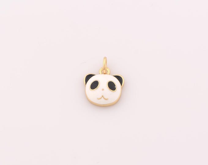 1 pcs Gold Enamel Panda Pendant,18K Gold Filled Animal Charm,Panda Charms DIY Bracelet Necklace Jewelry Making Findings Supply