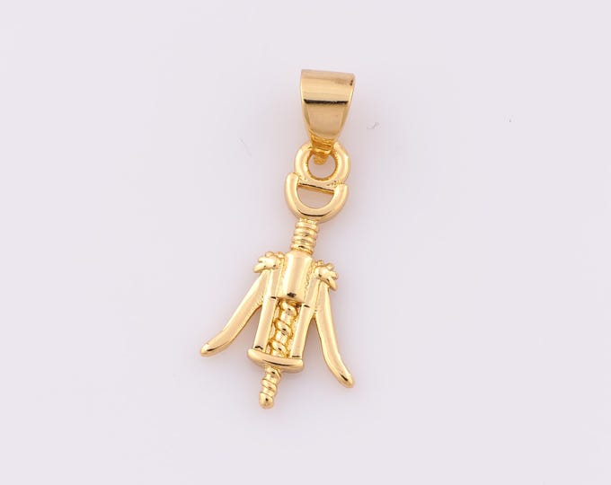 Gold Bottle Opener Pendant,18K Gold Filled Bottle Opener Charm,Bottle Opener Charm DIY Bracelet Necklace Jewelry Making Findings Supply