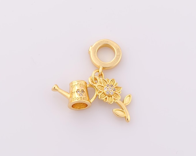 1 pcs Gold CZ Shower kettle Pendant,18K Gold Filled Flower Charm,Shower kettle Charm DIY Bracelet Necklace Jewelry Making Findings Supply
