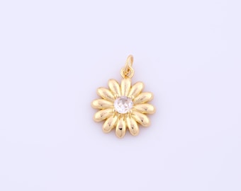 1 pcs Gold CZ Daisy Pendant,18K Gold Filled Flower Charm,Daisy Charms DIY Bracelet Necklace Jewelry Making Findings Supply