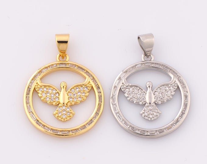 1 pcs Gold CZ Bald Eagle Pendant,18K Gold Filled Bald Eagle Charm,Bald Eagle Charm DIY Bracelet Necklace Jewelry Making Findings Supply