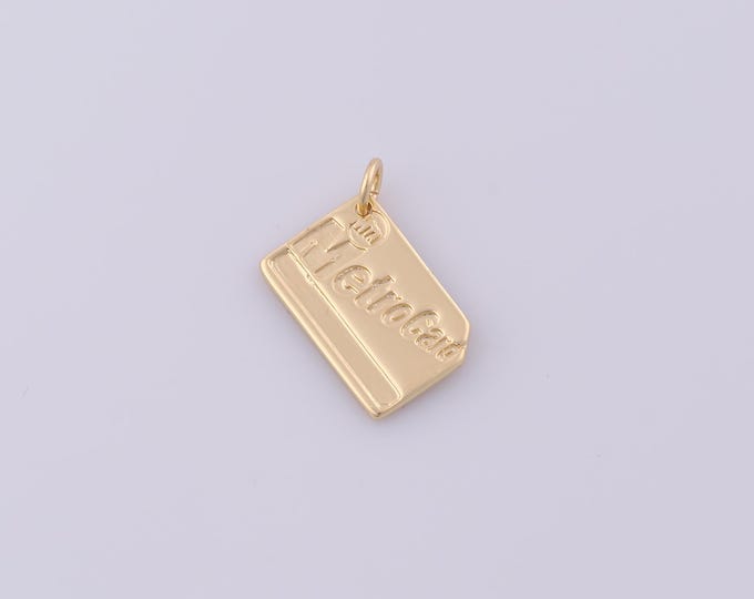 1 pcs Gold MetroCard Pendant,18K Gold Filled Square Charm,Letter Charms DIY Bracelet Necklace Jewelry Making Findings Supply
