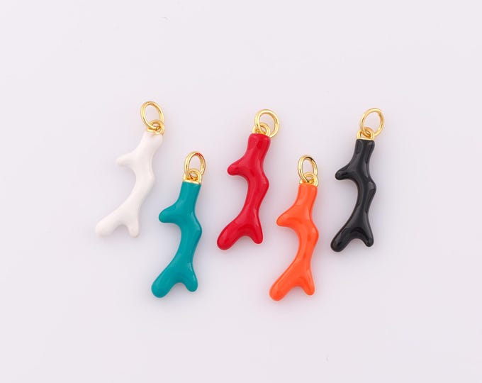 1 pcs Gold Antler Pendant,18K Gold Filled Antler Charm,Enamel Antler Charm DIY Bracelet Necklace Jewelry Making Findings Supply