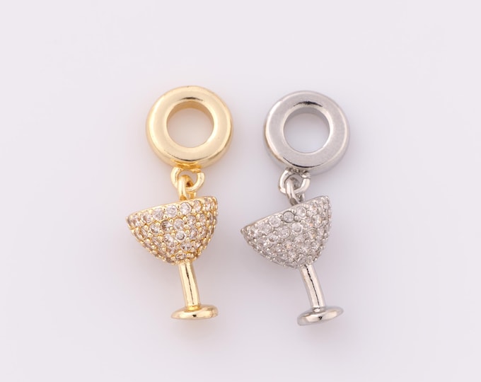 1 pcs Gold CZ Goblet Pendant,18K Gold Filled Goblet Charm,Goblet Charm DIY Bracelet Necklace Jewelry Making Findings Supply