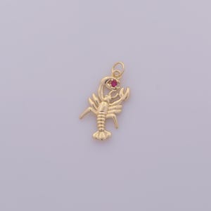 1 pcs Gold CZ Lobster Pendant,18K Gold Filled Marine Life Charm,Lobster Charms DIY Bracelet Necklace Jewelry Making Findings Supply