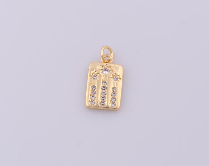 1 pcs Gold CZ Tree of Life Pendant,18K Gold Filled Square Charm,Tree Charms DIY Bracelet Necklace Jewelry Making Findings Supply