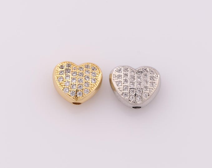 1 pcs 18K Gold Filled Heart Spacer Beads,Heart Beads,Heart Beads for DIY Jewelry Making Findings Supply