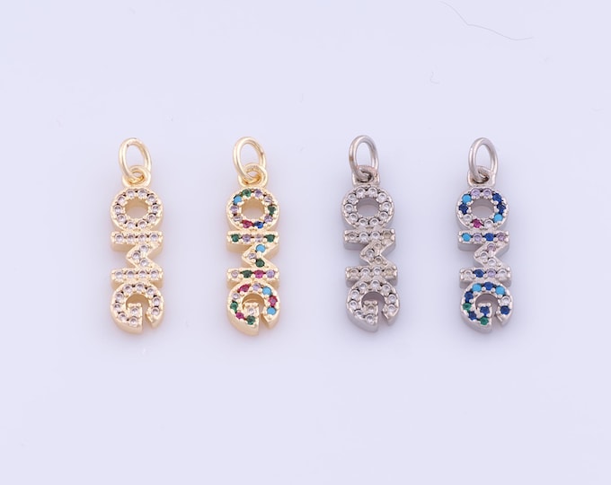 1 pcs Gold CZ OMG Pendant,18K Gold Filled Letter Charm,Omg Charms DIY Bracelet Necklace Jewelry Making Findings Supply